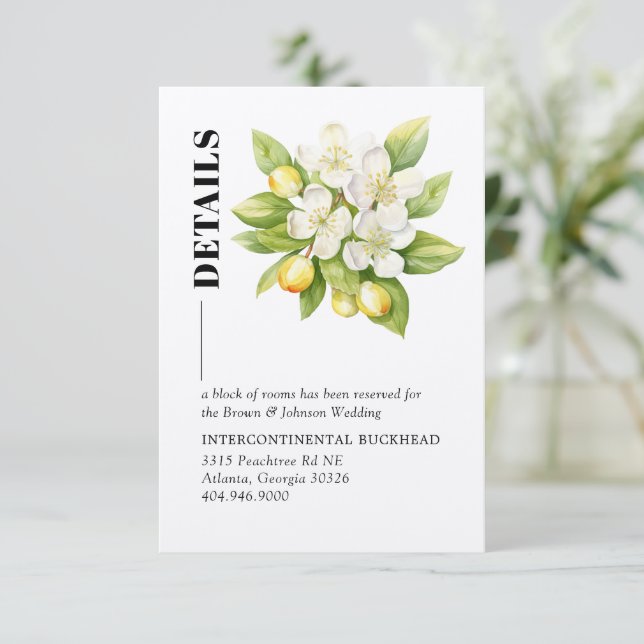 Tarjeta De Recepción Boda de cítricos amarillos florales de limón y mag (Anverso de pie)