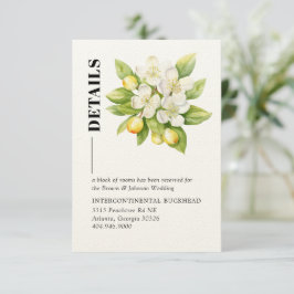 Tarjeta De Recepción Boda de cítricos amarillos florales de limón y mag