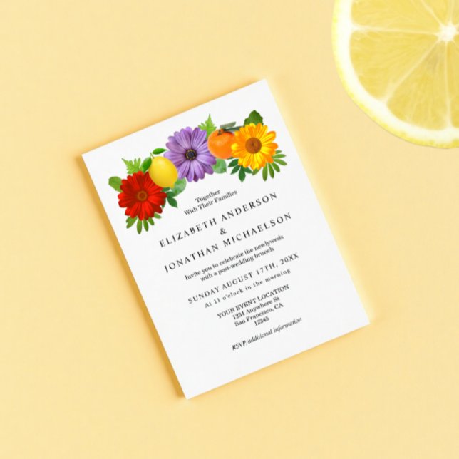 Tarjeta De Recepción Boda de Citrus Floral Garden Post (Subido por el creador)