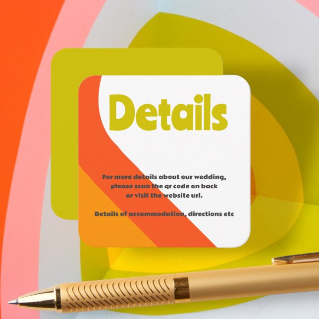 Tarjeta De Recepción Boda de Citrus Retro Negrita (Bold Retro Citrus Wedding Enclosure Card from Ricaso. A fun statement for a fun couple)