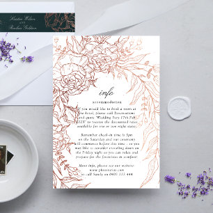 Tarjeta De Recepción Boda de cobre de esmeralda blanca floral
