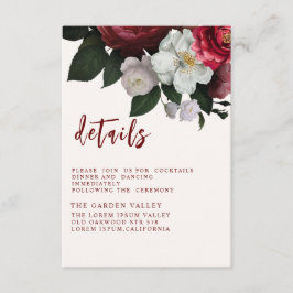 Tarjeta De Recepción Boda de cobre rojo de Borgoña romántica