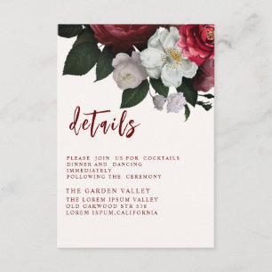 Tarjeta De Recepción Boda de cobre rojo de Borgoña romántica