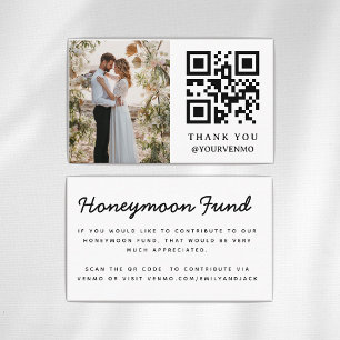 Tarjeta De Recepción Boda de código del Fondo de luna de miel Venmo QR
