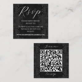 Tarjeta De Recepción Boda de código QR blanco y negro victoriano