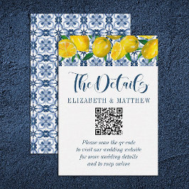 Tarjeta De Recepción Boda de código QR Boda de limón mediterráneo