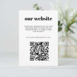 Tarjeta De Recepción Boda de código QR clásico RSVP en blanco y negro