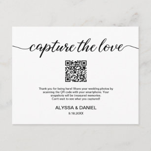 Tarjeta De Recepción Boda de código QR compartiendo fotos Captura el am