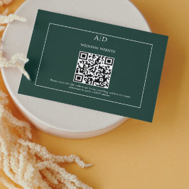 Tarjeta De Recepción Boda de código Qr de Boda verde esmeralda