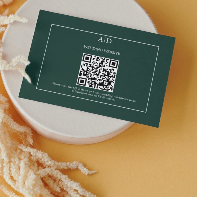 Tarjeta De Recepción Boda de código Qr de Boda verde esmeralda (Subido por el creador)