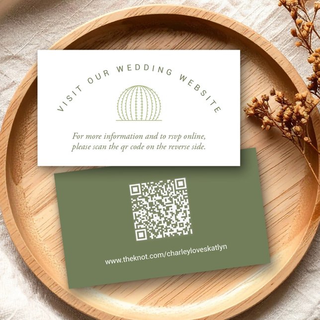 Tarjeta De Recepción Boda de código QR de Cactus del Suroeste Moderno (Modern Southwestern Cactus QR Code Wedding Enclosure Card)