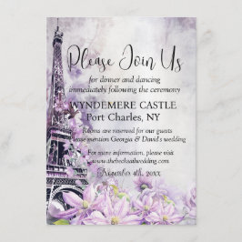 Tarjeta De Recepción Boda de código QR de Eiffel Tower Lavender Romance