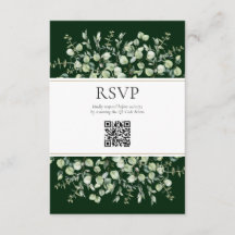 Boda de código QR de eucalipto verde oscuro RSVP