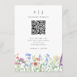 Tarjeta De Recepción Boda de código QR de flor silvestre de primavera