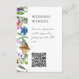 Tarjeta De Recepción Boda de código QR de Flores Silvestres Brillantes
