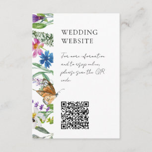 Tarjeta De Recepción Boda de código QR de Flores Silvestres Brillantes