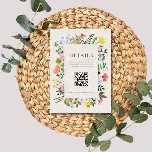 Tarjeta De Recepción Boda de código QR de flores silvestres de flores s