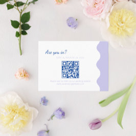 Tarjeta De Recepción BODA de código QR de la Wave de lavanda azul BUDGE
