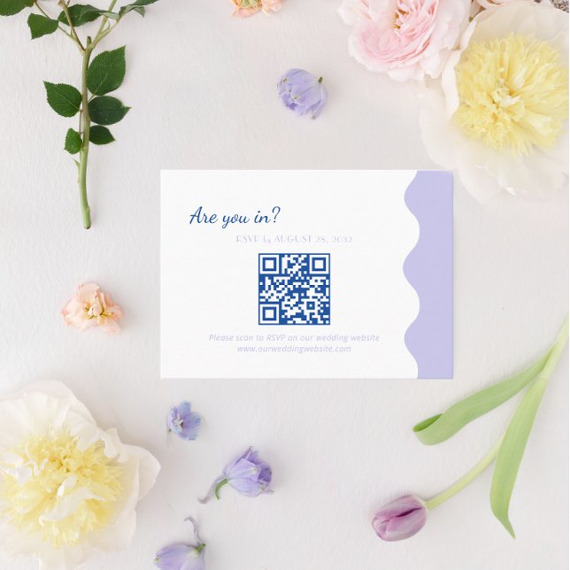 Tarjeta De Recepción BODA de código QR de la Wave de lavanda azul BUDGE (Subido por el creador)