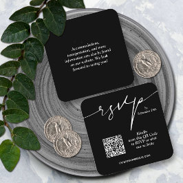 Tarjeta De Recepción Boda de código QR de Moda simple