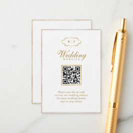 TARJETA DE RECEPCIÓN BODA DE CÓDIGO QR DE MONOGRAM ROMÁNTICA