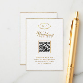 TARJETA DE RECEPCIÓN BODA DE CÓDIGO QR DE MONOGRAM ROMÁNTICA