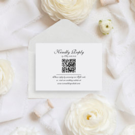 Tarjeta De Recepción Boda de código QR de monograma de script elegante