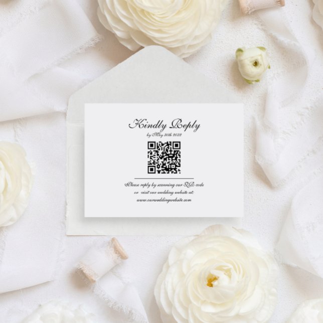 Tarjeta De Recepción Boda de código QR de monograma de script elegante  (Subido por el creador)