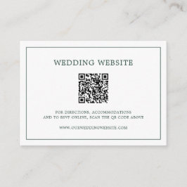 Tarjeta De Recepción Boda de código QR de monograma verde bosque simple
