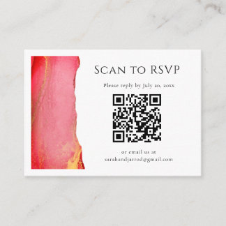 Tarjeta De Recepción Boda de código QR de oro rosa