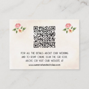 Tarjeta De Recepción Boda de código QR de registro de vinilo floral