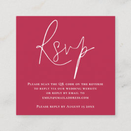 Tarjeta De Recepción Boda de código QR de script Magenta RSVP