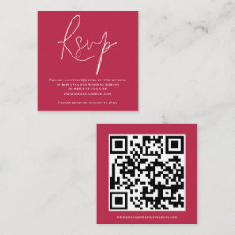 Tarjeta De Recepción Boda de código QR de script Magenta RSVP