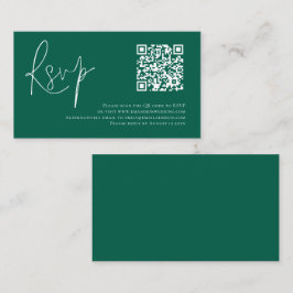 Tarjeta De Recepción Boda de código QR de script minimalista RSVP de Em