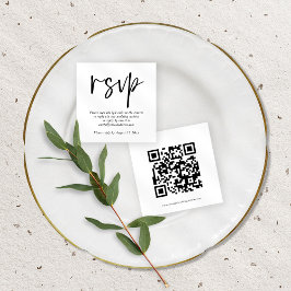 Tarjeta De Recepción Boda de código QR de script moderno Cualquier colo
