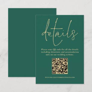 Tarjeta De Recepción Boda de código QR de texto dorado Detalles del ver
