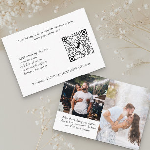 Tarjeta De Recepción Boda de código QR de White 2 Photo Online RSVP
