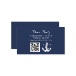 Tarjeta De Recepción Boda de código QR del Ancla Azul de la Marina