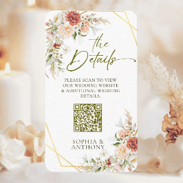 Tarjeta De Recepción Boda de código QR Detalles del oligoide Boho