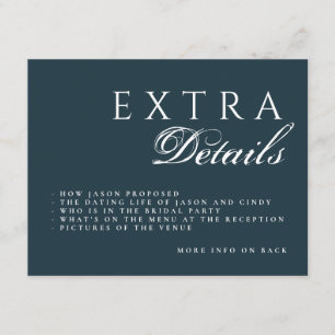 Tarjeta De Recepción Boda de código QR editable Navy doble lado con det