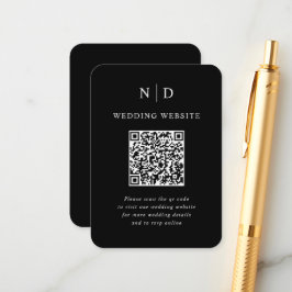 Tarjeta De Recepción Boda de código QR en blanco y negro