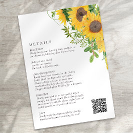 Tarjeta De Recepción Boda de código QR floral de girasol ruso