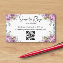 boda de código qr floral púrpura rsvp qr