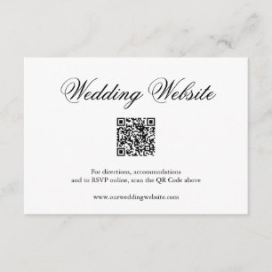 Tarjeta De Recepción Boda de código QR formal tradicional en blanco y n