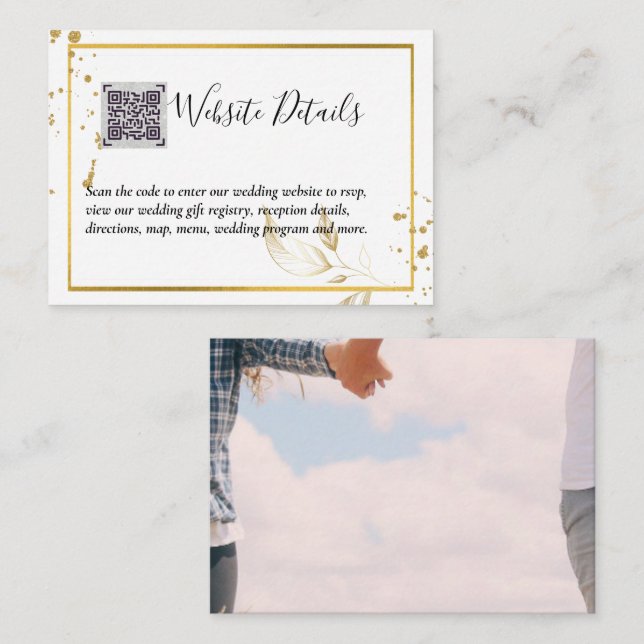 Tarjeta De Recepción Boda de CÓDIGO QR FOTOGRÁFICO Página web RSVP DETA (Anverso / Reverso)