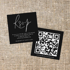 Tarjeta De Recepción Boda de código QR manuscrito Gabinete RSVP blanco