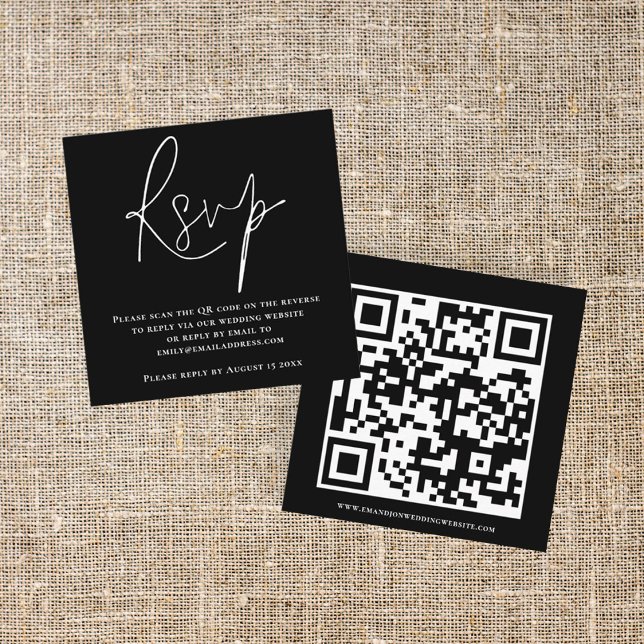 Tarjeta De Recepción Boda de código QR manuscrito Gabinete RSVP blanco  (Subido por el creador)