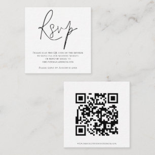Tarjeta De Recepción Boda de código QR manuscrito Gabinete RSVP blanco 