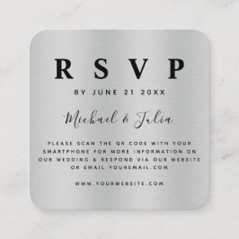 Tarjeta De Recepción Boda de código QR metálico metalizado RSVP