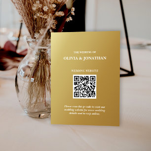 Tarjeta De Recepción Boda de código QR mínimo Ombre Gold